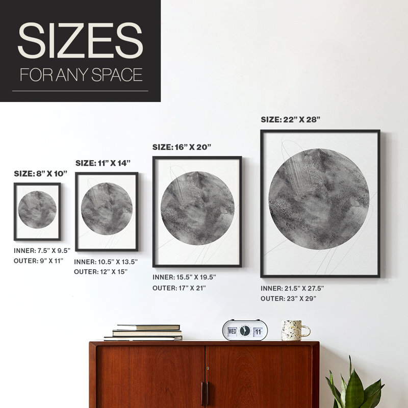 Graphite Moon II, reproduction encadrée - bois massif, Noir, H 10 po x l 8 po