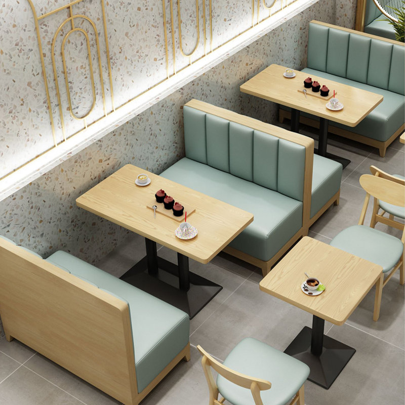 Banc rembourré en similicuir Simple Leisure Cafe, Vert clair