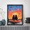 Coucher de soleil rétro encadré noir, Saint-Valentin, impression d'art mural, cadeau pour amoureux des chats de la Saint-Valentin