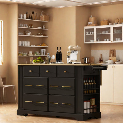 Littrell 51.2‘’W Kitchen Island With 6 Drawers