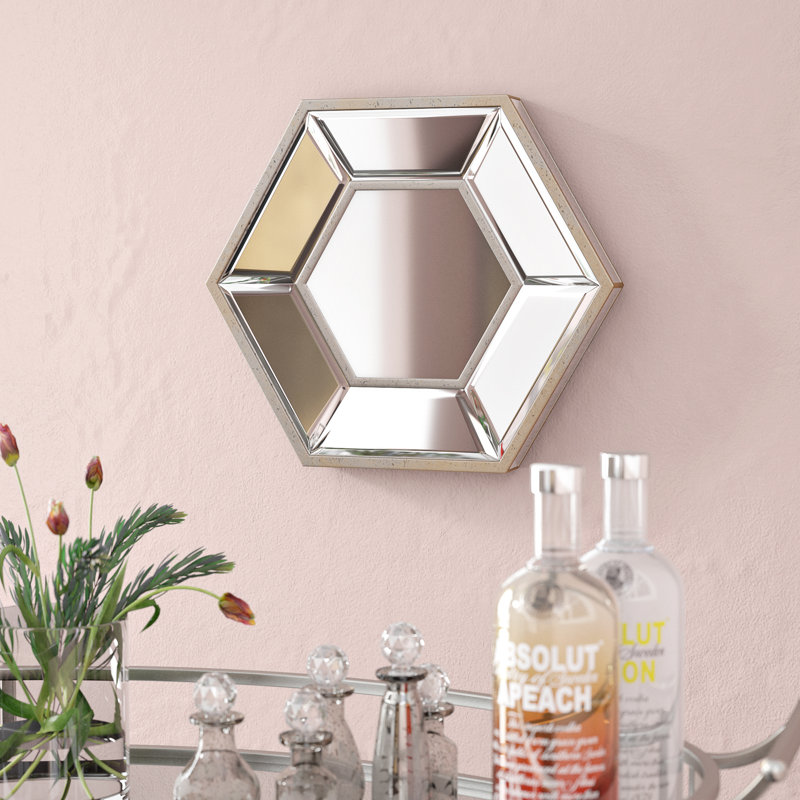 Glass Frame Mirror, 12" H x 14" W