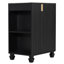 Meuble-lavabo 24 po avec finition noire, lavabo en céramique, rangement multifonctionnel et porte à fermeture en douceur 24 po, pieds en pin faciles à nettoyer, compartiments de planches
