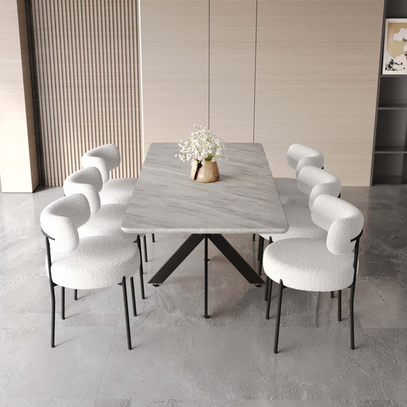 Ensemble de table de salle à manger 62,4 "à rallonge 78,15" pour 4 à 8 personnes, 7, Gris