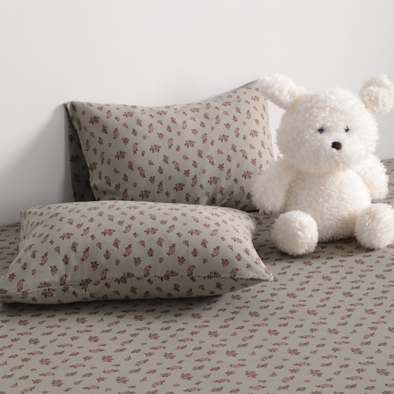 Toddler Pillowcase - Jersey Cotton Crib Size, Dark Gray Floral 2