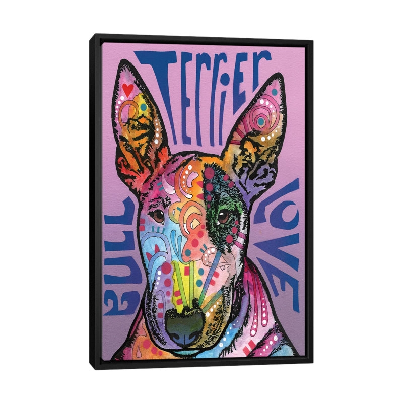 «Dean Terrier» par Dean Russo, impression sur toile tendue, H 26 po x l 18 po x P 1,5 po, Toile avec cadre noir, Pas de tapis