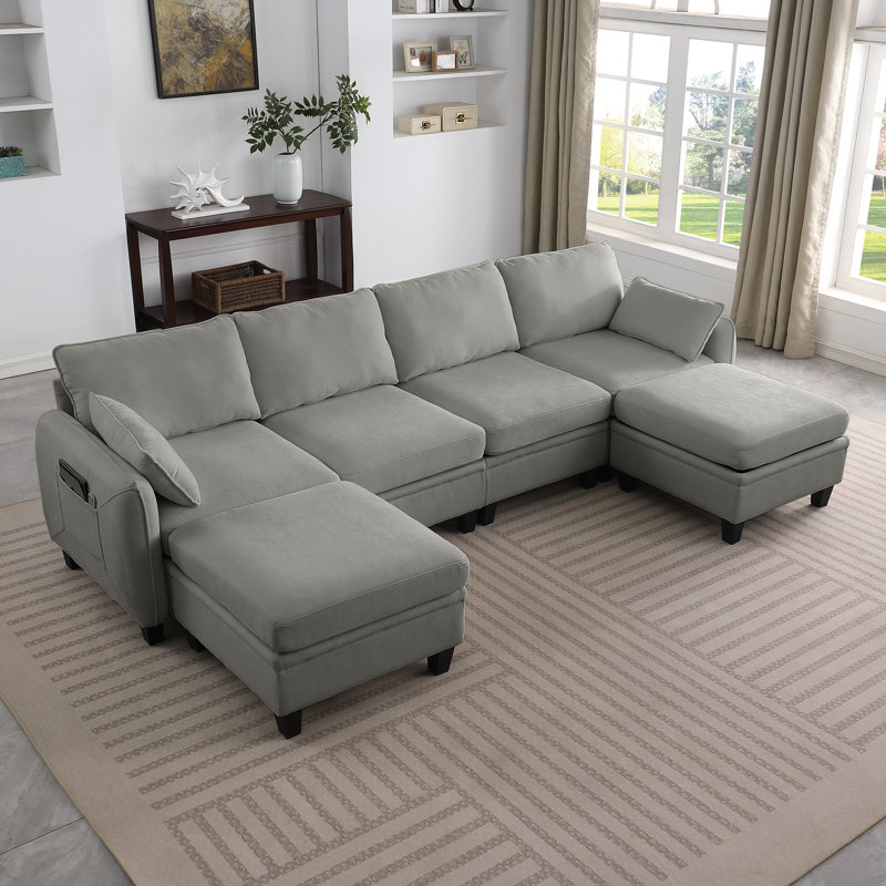 Canapé modulaire en chenille, Gris foncé