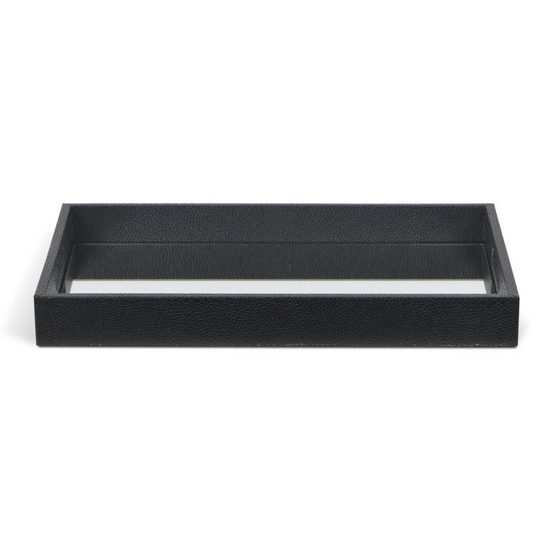 Flippin 16" Shagreen and Mirror Tray, Black