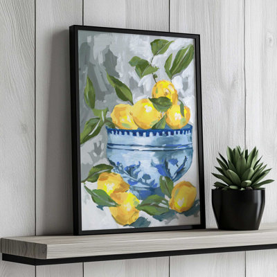 Indigo et citron II par Melissa Wang, reproduction d'art sur toile