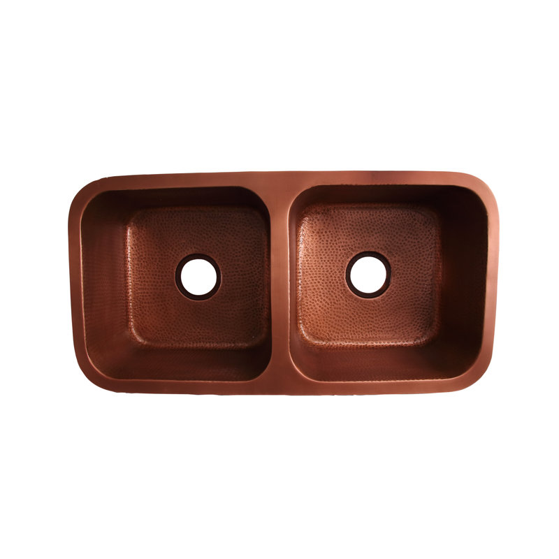 Severn 35.12'' L Double Bowl Copper Kitchen Sink
