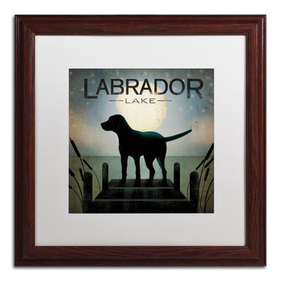 "oasis black dog labrador lake" par ryan fowler, impression encadrée