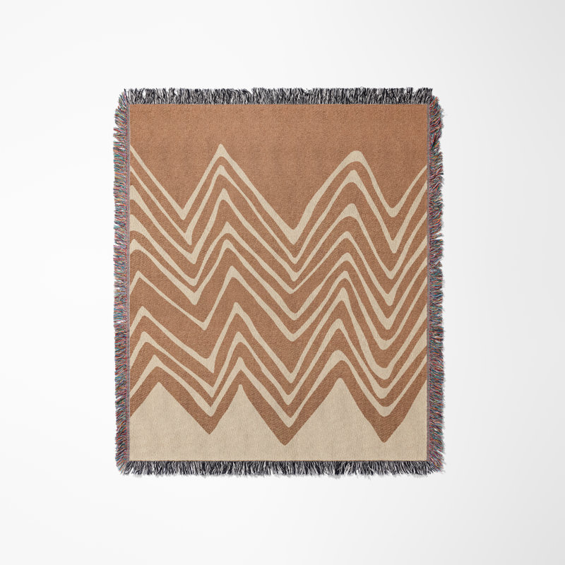 Addai Abstract Triangle Pattern Blanket Throw, Queen, Rust/Beige