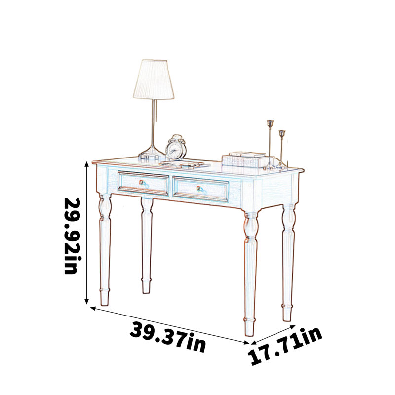 Solid wood retro metal handle desk, 29.92" H x 39.37" W x 17.71" D