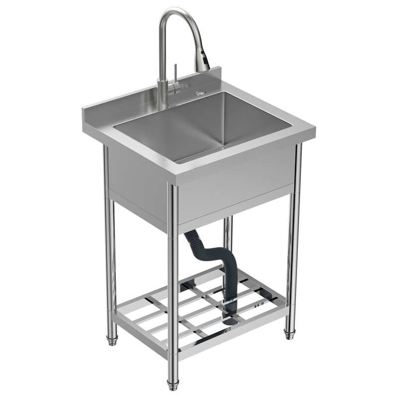 Évier de cuisine en acier inoxydable 24 po x l 21 po avec support en acier inoxydable
