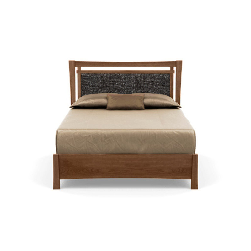 Monterey Upholstered Platform Storage Bed, King, Saddle Cherry, Slate Fabric