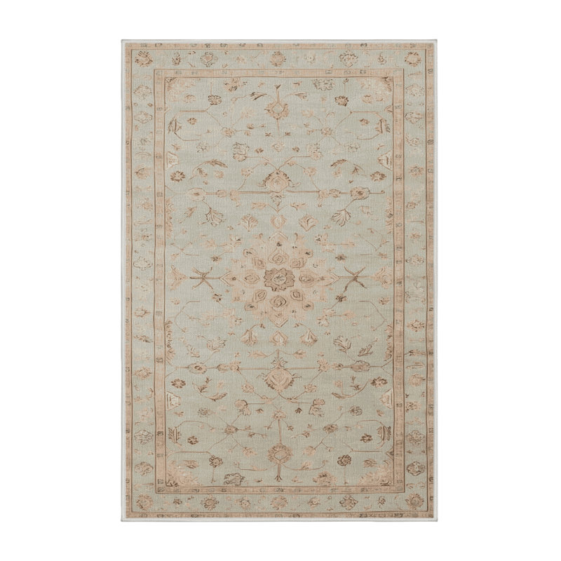 Tapis beige lavable à la machine Afyon, Rectangle de 5 pi x 8 pi