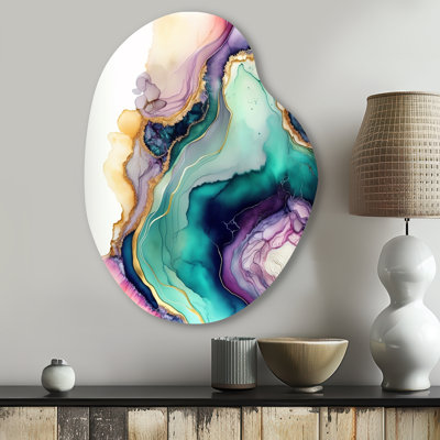 Frankel - Marble Asymmetrical Metal Wall Decor, Modern Unique Shape Metal Art Print