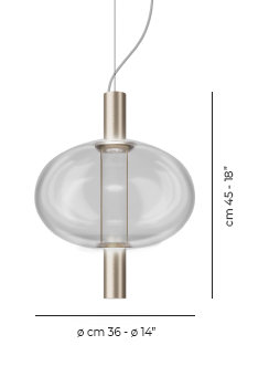 Riflesso Suspension 2L1 Amber Transparent Matt Gold 3 L2221 Ul, Crystal Transparent, Matte Gold, 2700 Kelvins