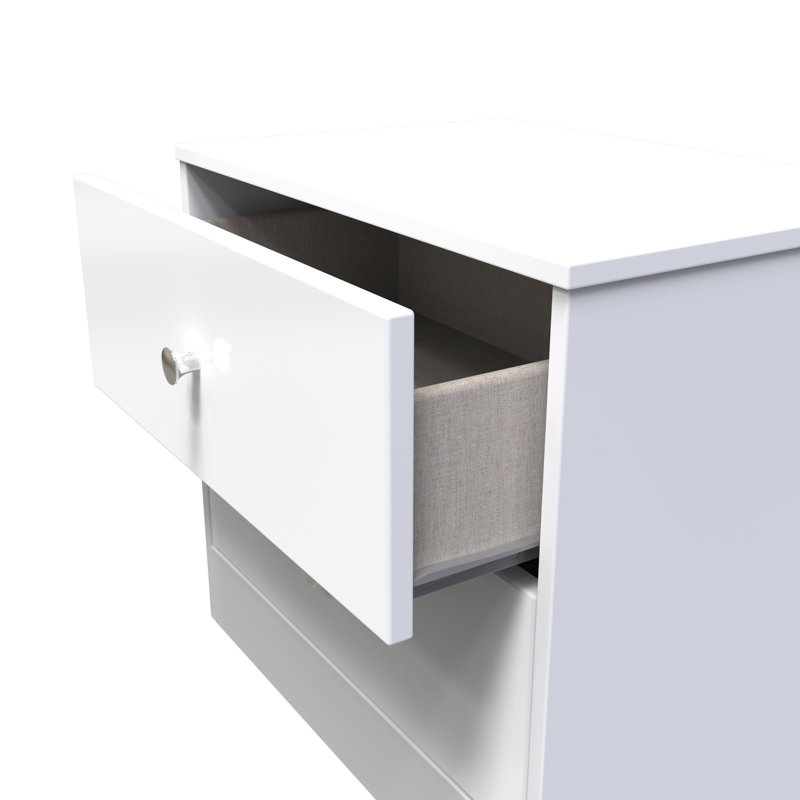 Bhargavi 2 Drawer Midi Chest (Ready Assembled), White Gloss/White