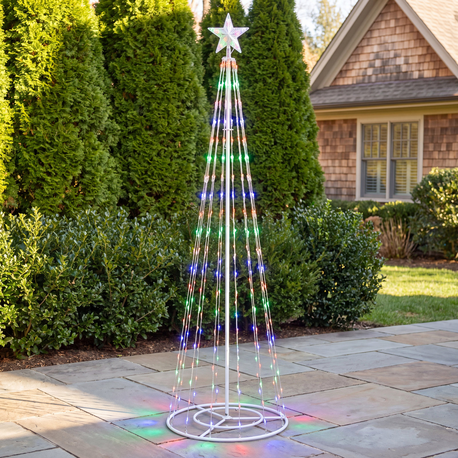 Lighted Christmas Tree Lawn Display, 86" H x 28" W x 28" D