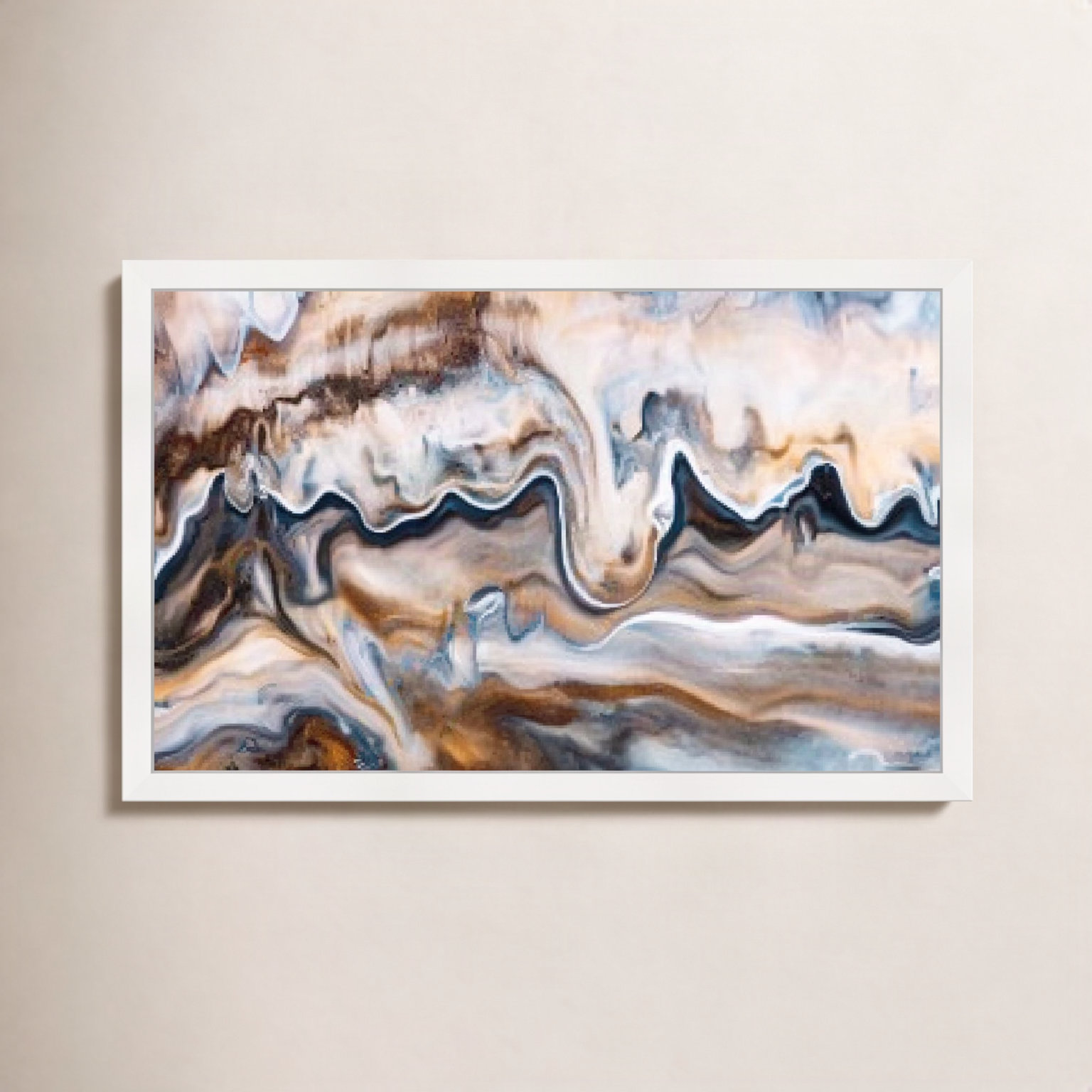 Copper and Blues Painting by Oliver Gal, 12" H x 17" W x 0.5" D, White