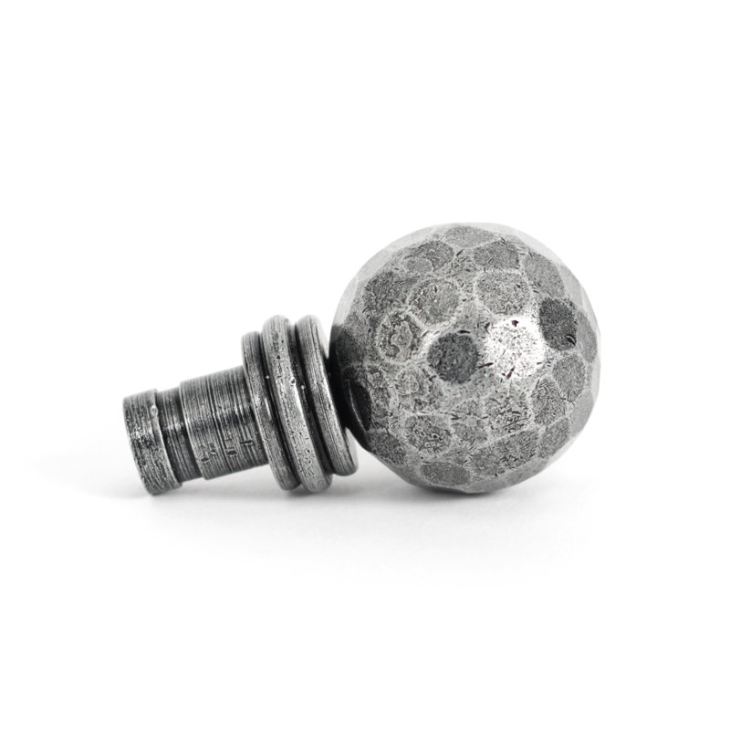 Hammered Ball Steel Finial, Pewter Patina
