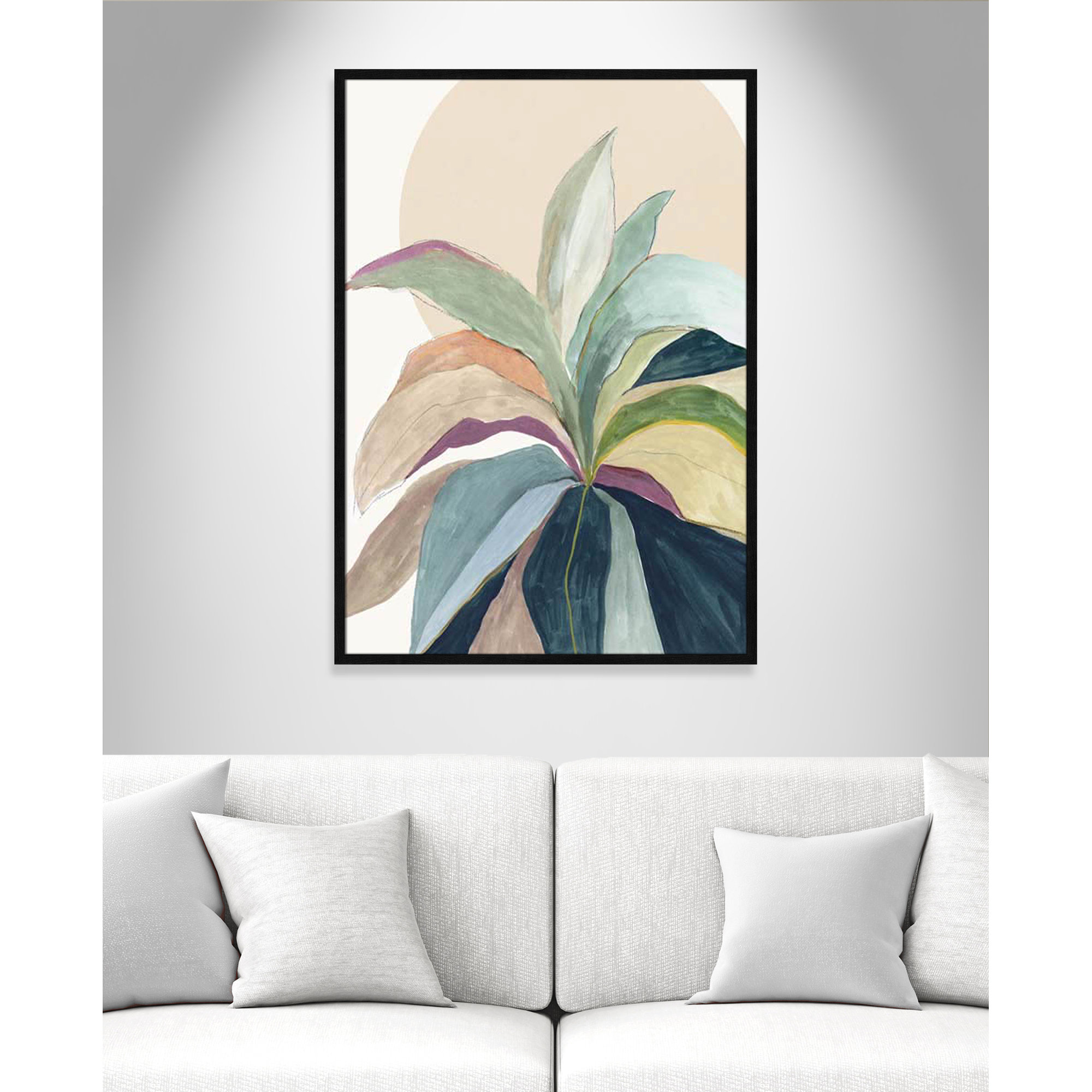 Sunny Bright Leaves II by Asia Jensen, Black Slim Unmatted Picture Framed, 41.5" H x 29.5" W x 0.75" D