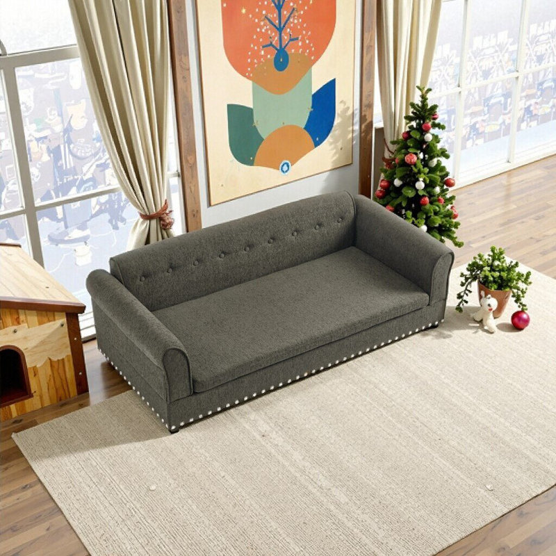 Canapé pour animal de compagnie moderne à profil bas avec accoudoirs ergonomiques pour chiens de taille moyenne à grande