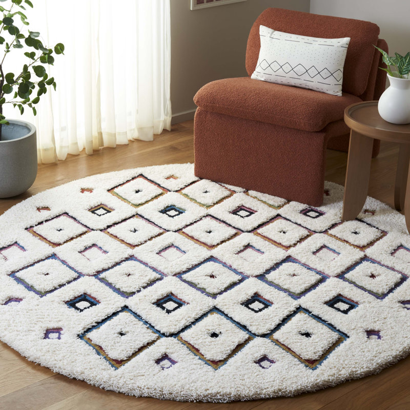Adarrion 918 Area Rug In Ivory / Blue, Round 6'