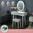 Touch Screen Vanity Makeup Table Stool Set with Lighted Mirror