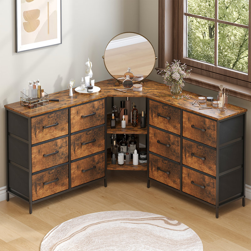100 cm W Chest of 12 Drawers, Rustic Brown
