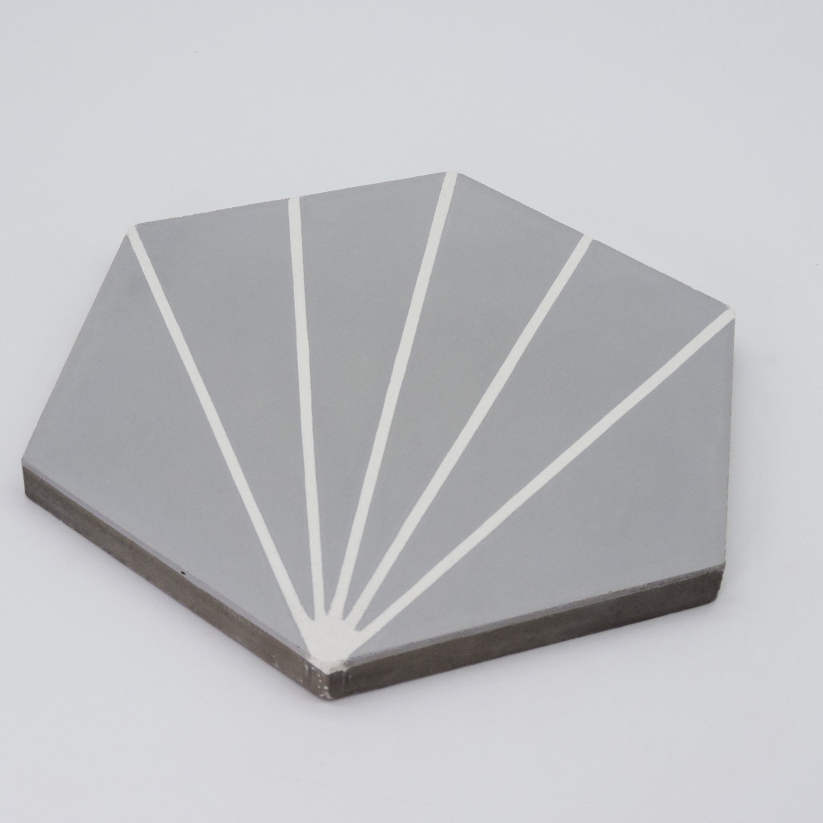 Menara 8" x 9" Cement Patterned Tile, Gray/White