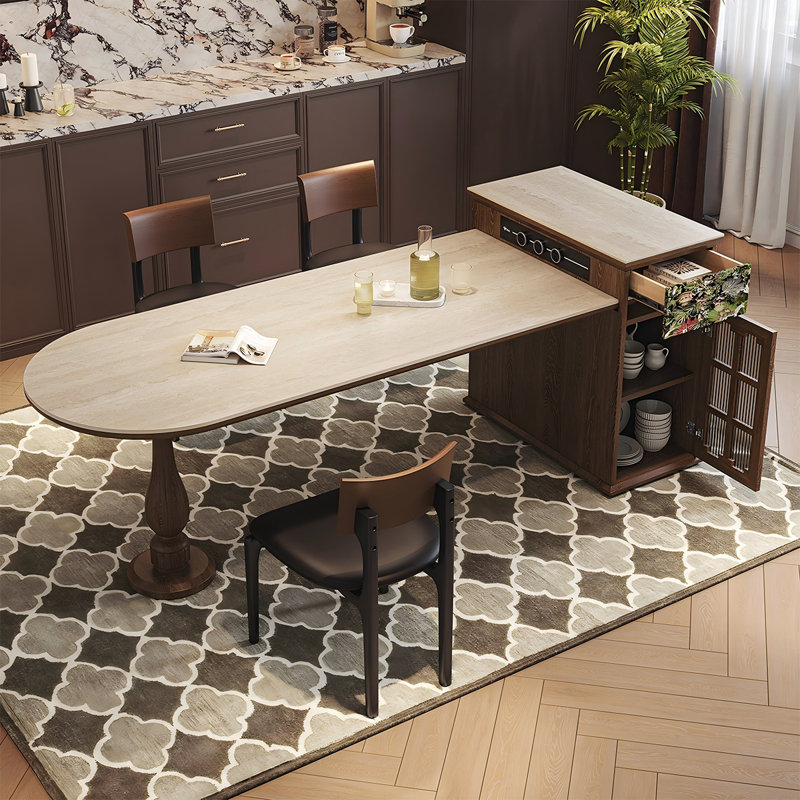 Table de salle à manger et de comptoir intégrée de 74,8 po pour la cuisine modulaire avec des dalles de granit