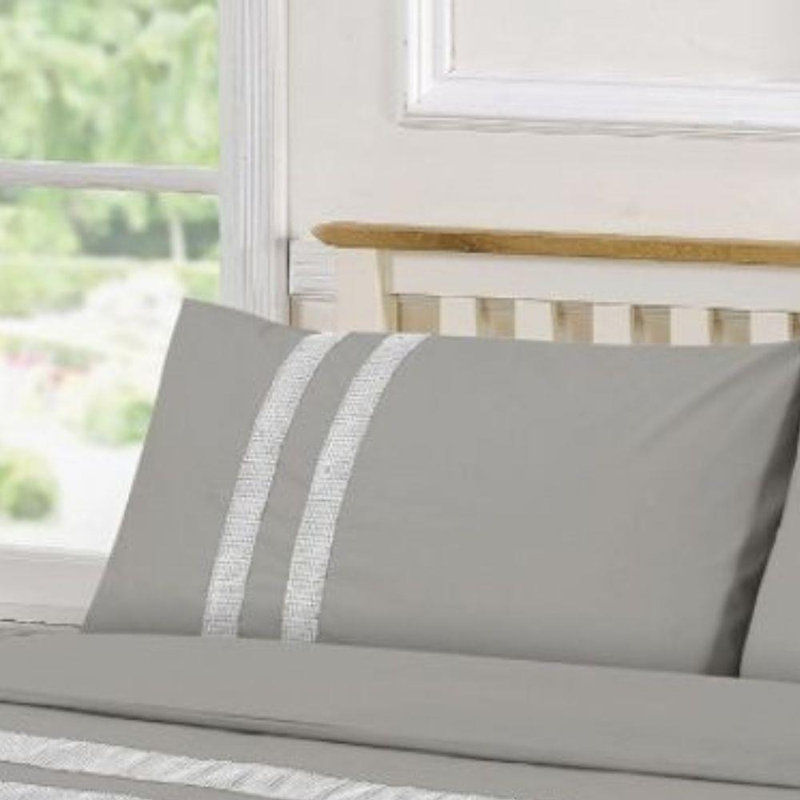 Fienley Cotton No Pattern Duvet Cover with Pillowcases Included, Double Duvet Cover + 2 Standard Pillowcases, Grey