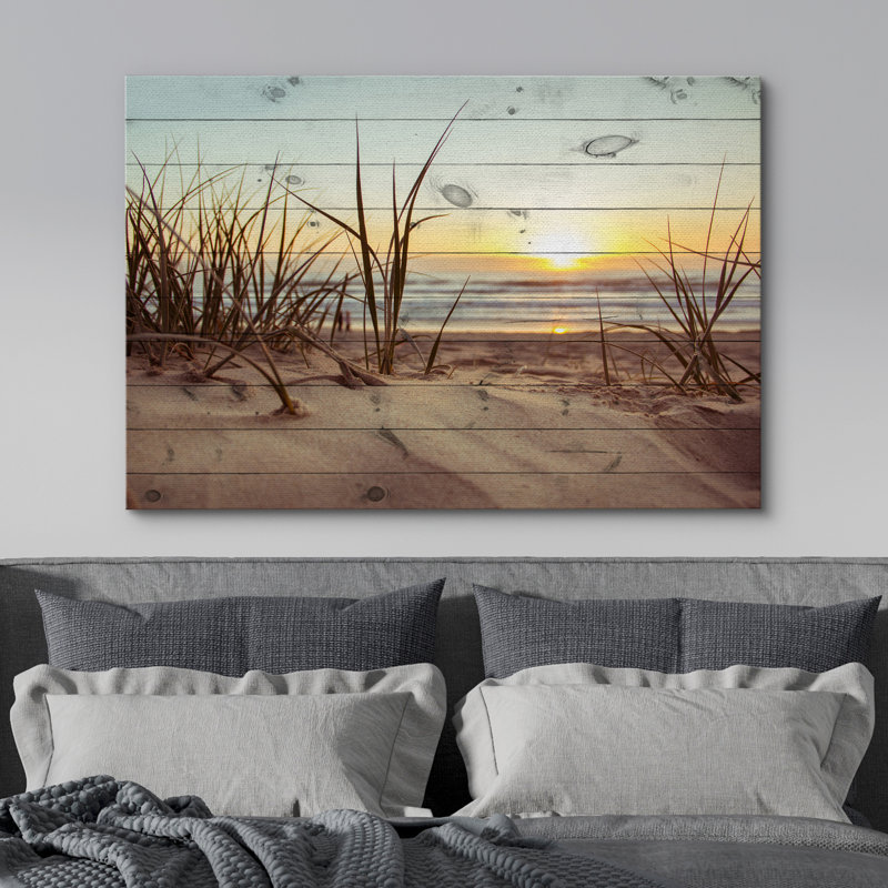 «Coastal Beach» IDÉE4WALL, art mural sur toile, scène romantique de la mer, reproduction d'art encadrée, H 16 po x l 24 po