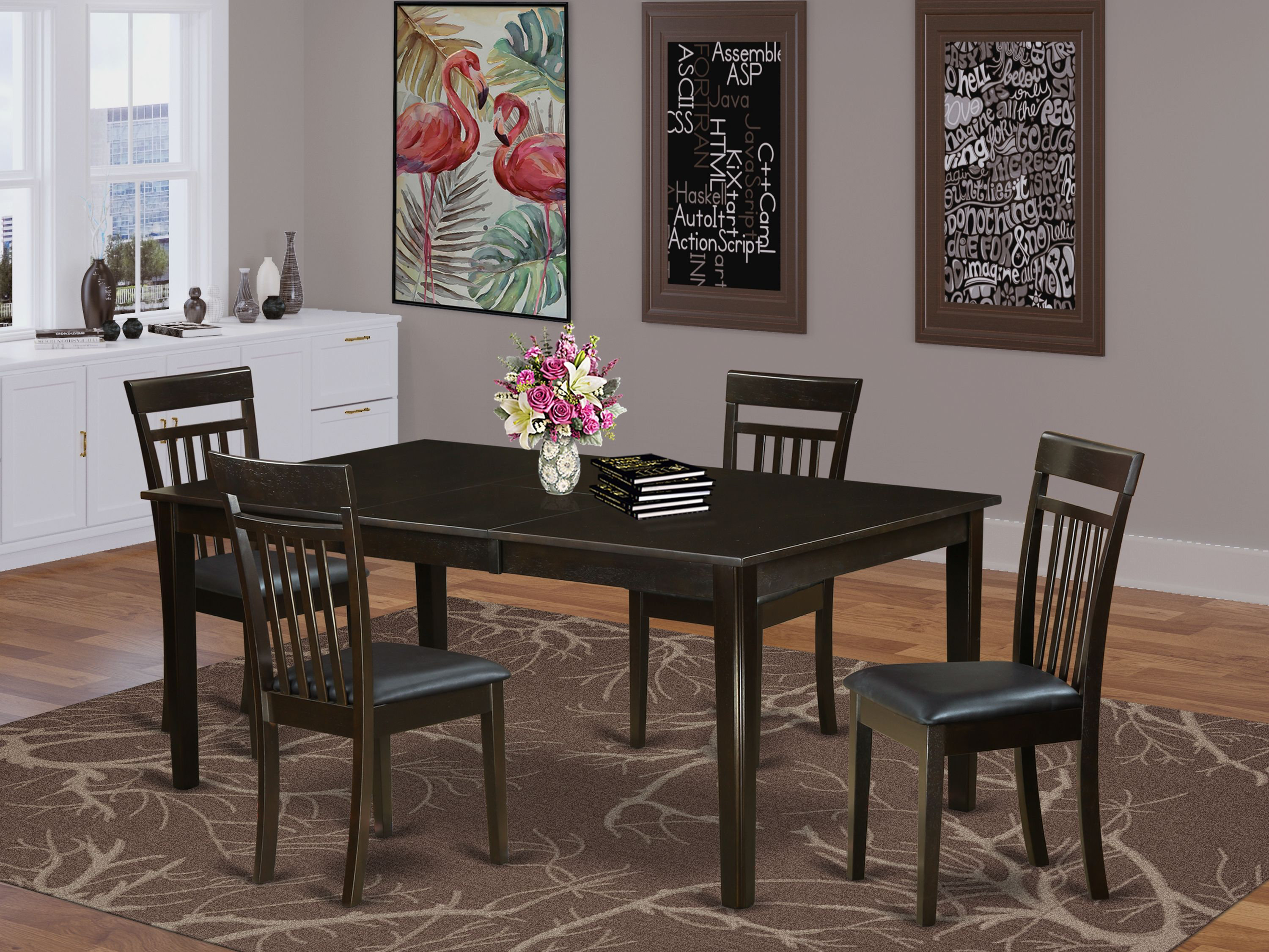 Rosalind Wheeler Fontinella 5 - Piece Butterfly Leaf Rubberwood Solid ...