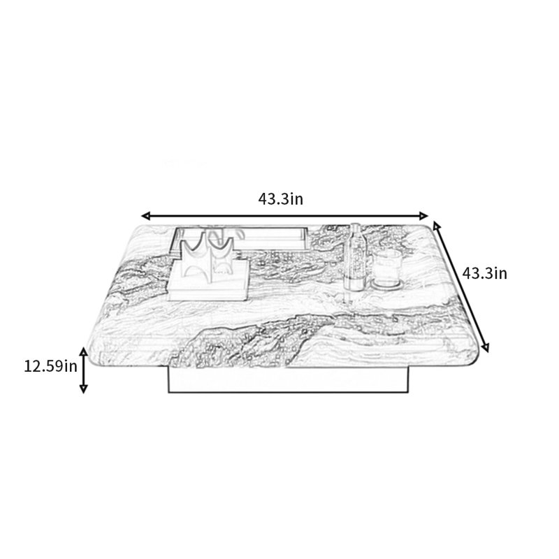 Table basse Minimalist, H 12,59 po x L 43,3 po x l 43,3 po