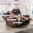 Madeira 62.6'' Wide Diamond Stitching Breathable Leather Power Reclining Loveseat with USB-1255305071