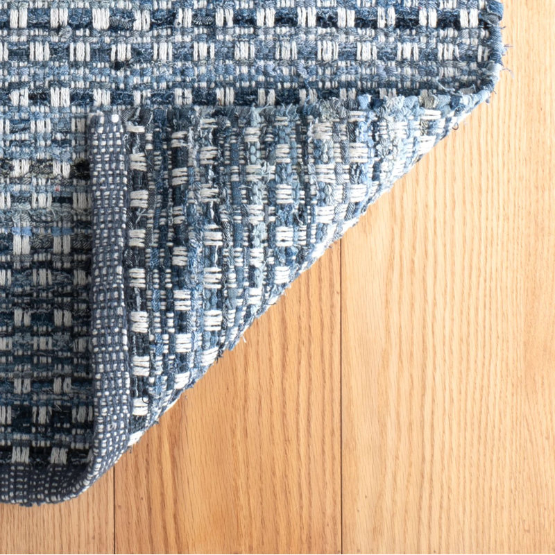 Denim Stone Blue Handwoven Cotton Rug, Rectangle 2' x 3'