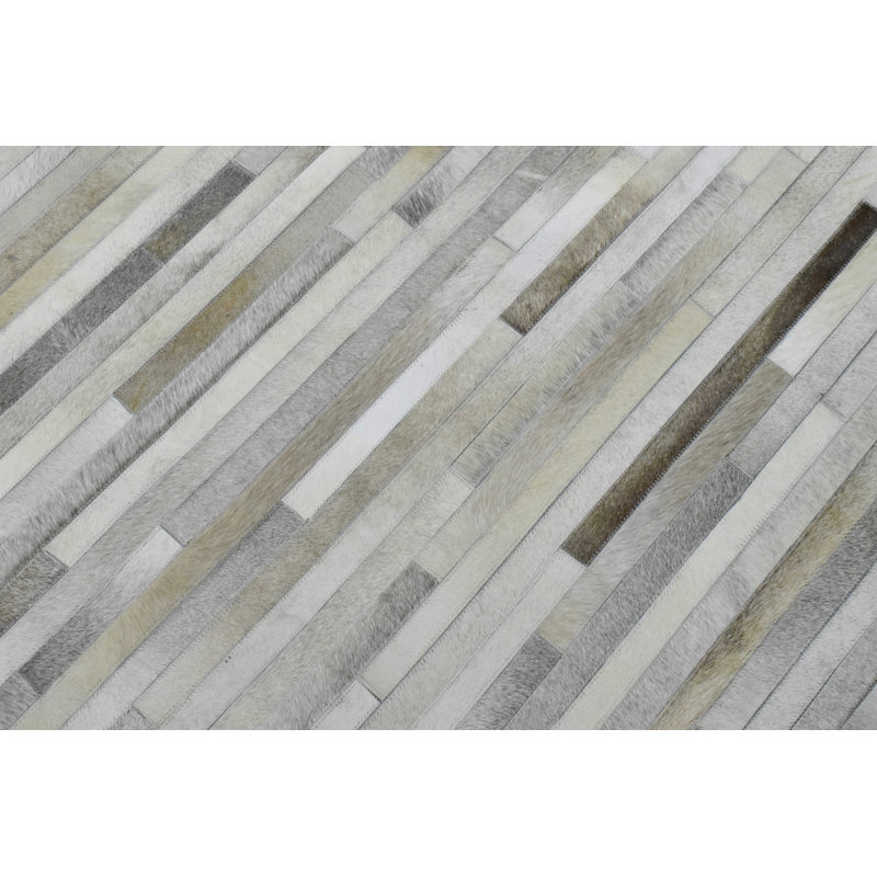 Tapis beige et argent en cuir véritable Modern