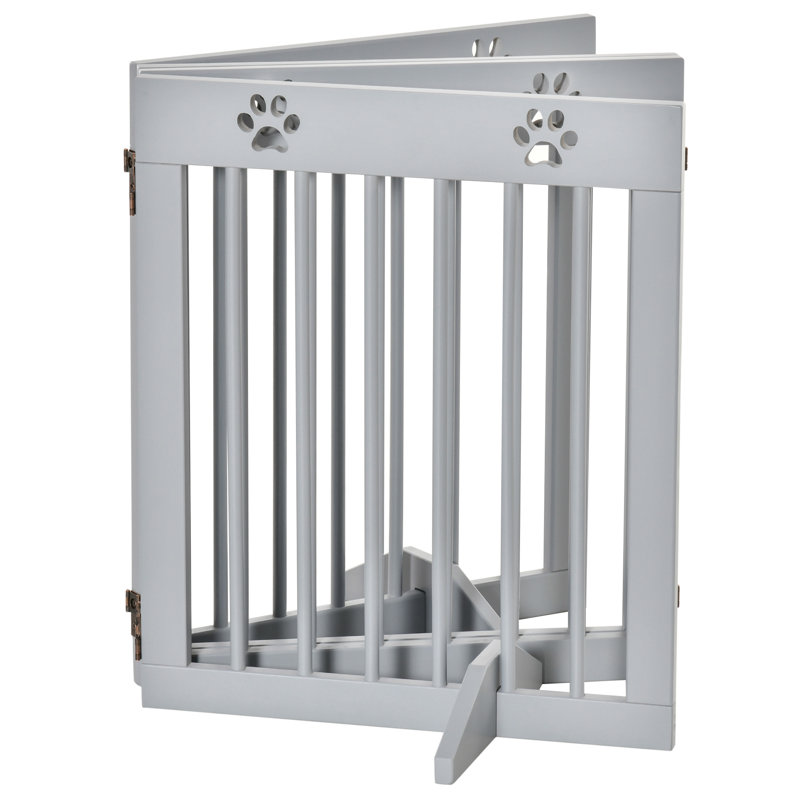 Martinez Wood Free Standing Pet Gate, Light Wood