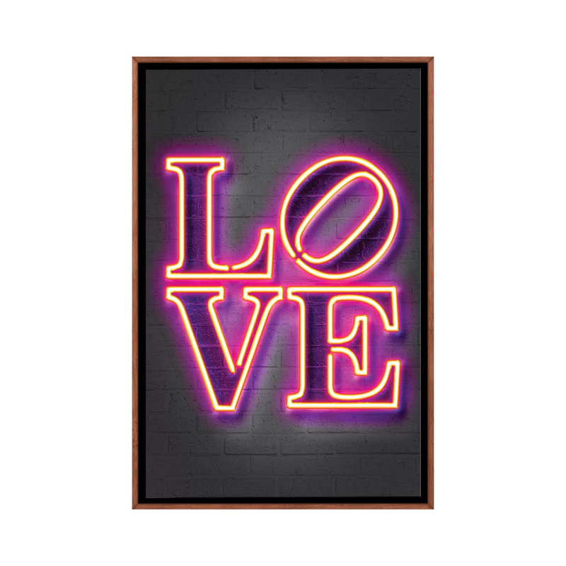 "Love" par Octavio Mielu-impression d’art textuel, Cadre bois classique, Pas de tapis, H 40 po x l 26 po x P 1,5 po