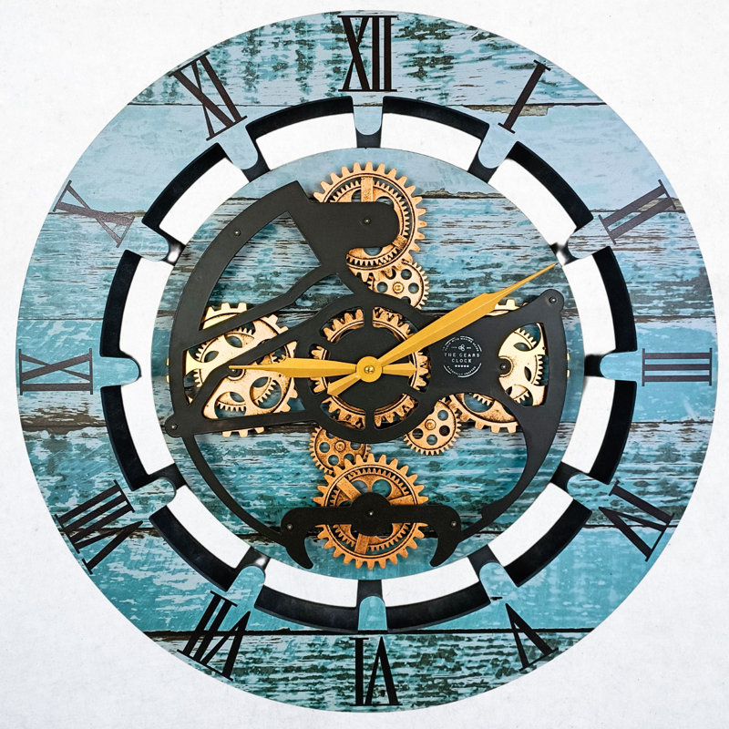 Solid Wood Wall Clock, Aqua Green