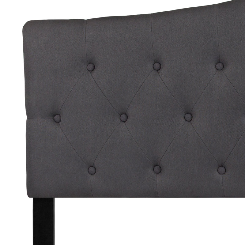 Ciriaca Arched Button Tufted Upholstered Headboard, Dark Gray, Queen