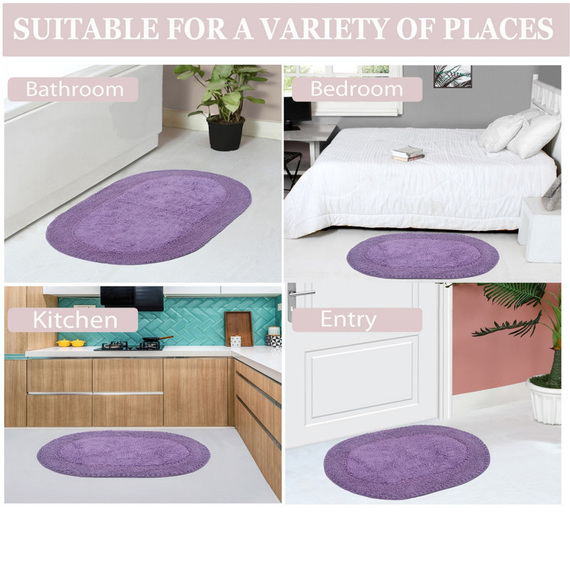 Tapis pour salle de bain 100% coton Double Ruffle Collection, L 21 po x L 34 po, Mauve