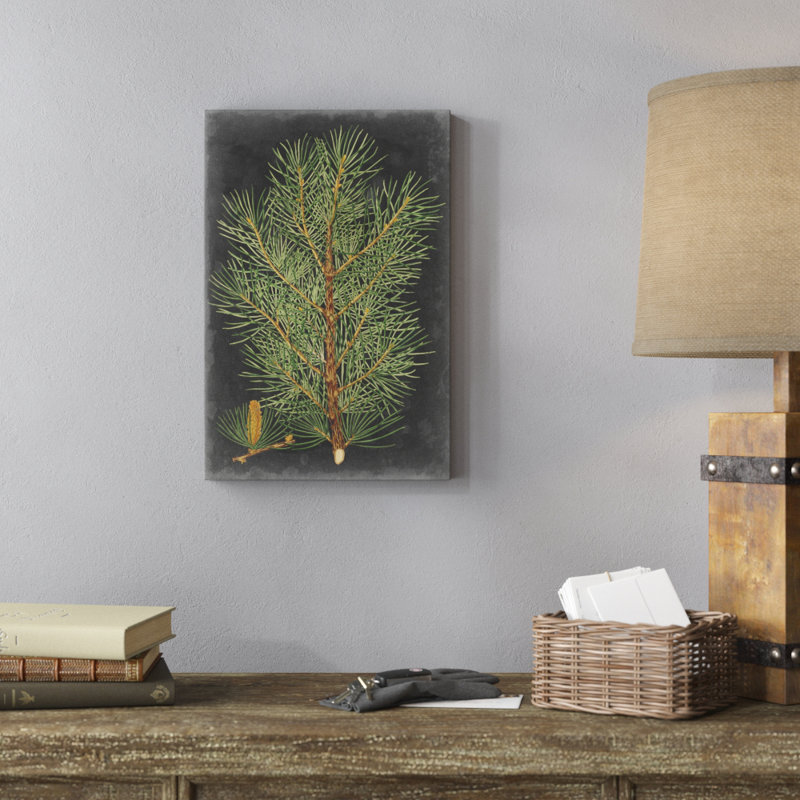 «Dramatic Pine II», peinture sur toile, H 18 po x l 12 po, Oui, Imprimé avec cadre blanc