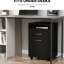 Armoire de rangement mobile noire avec tiroir et armoire, support d'imprimante. Offre amplement d'espace, se déplace facilement, s'adapte à la conception du bureau et est disponible en douceur,