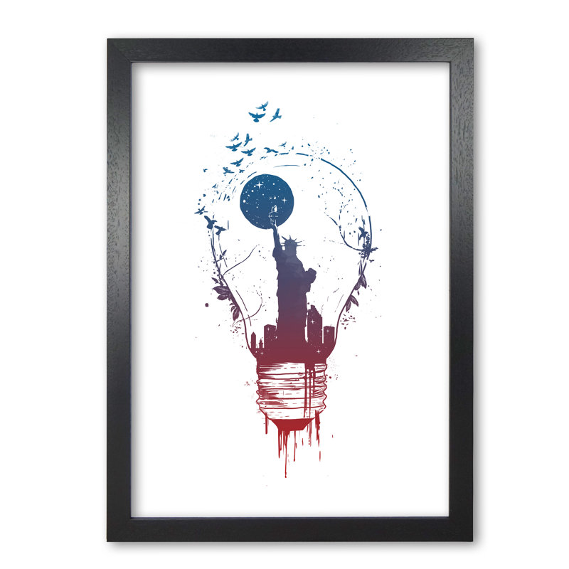 Big City Lights 1 Piece Wall Art, 42 cm H x 29.7 cm W x 5 cm D, Black Grain