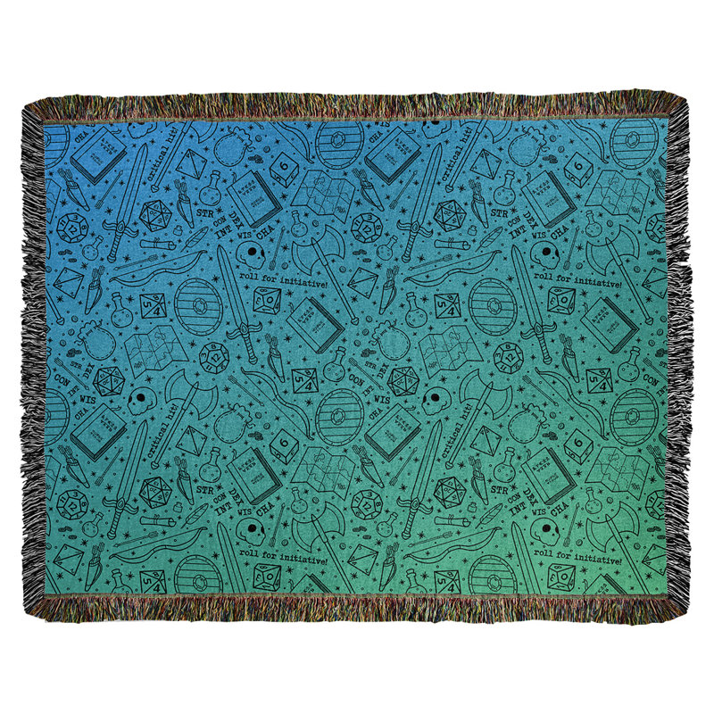 Couverture en coton tissé Katelyn Elizabeth, l 37 po x L 52 po, Vert, bleu et noir