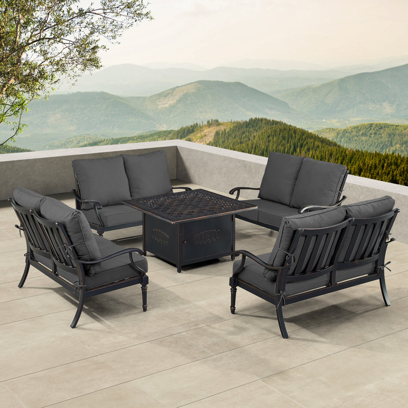 Markece Outdoor 5 - Piece Conversation Set, Black