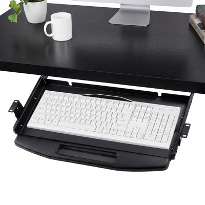 Heavy-Duty 19" Under-Desk Keyboard Tray – Smooth Gliding Metal Slide-Out Drawer, Fits Desks Over 22" Wide – Gray, With Touchpad